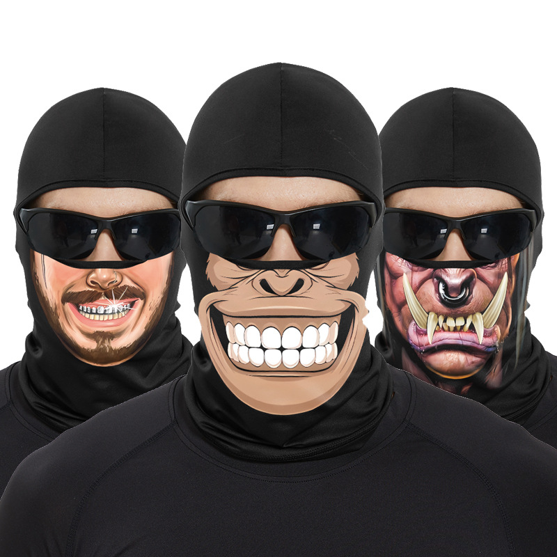 Skull Cap Helmet Liner - Funny Ape Mouth Skull Balaclava Full