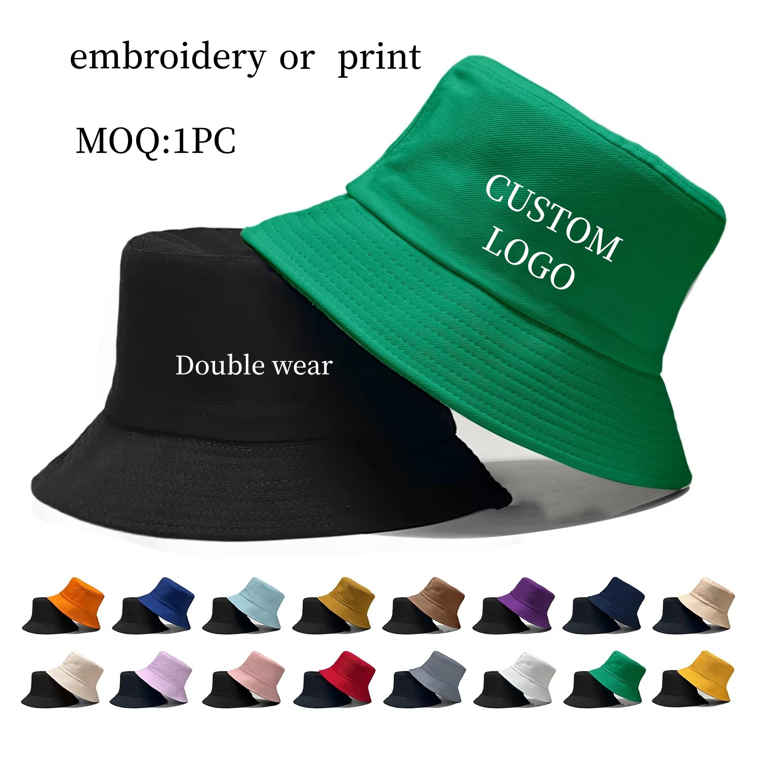 Custom Logo Double Side Fisher - Bucket Hat Cotton ulasan dan harga