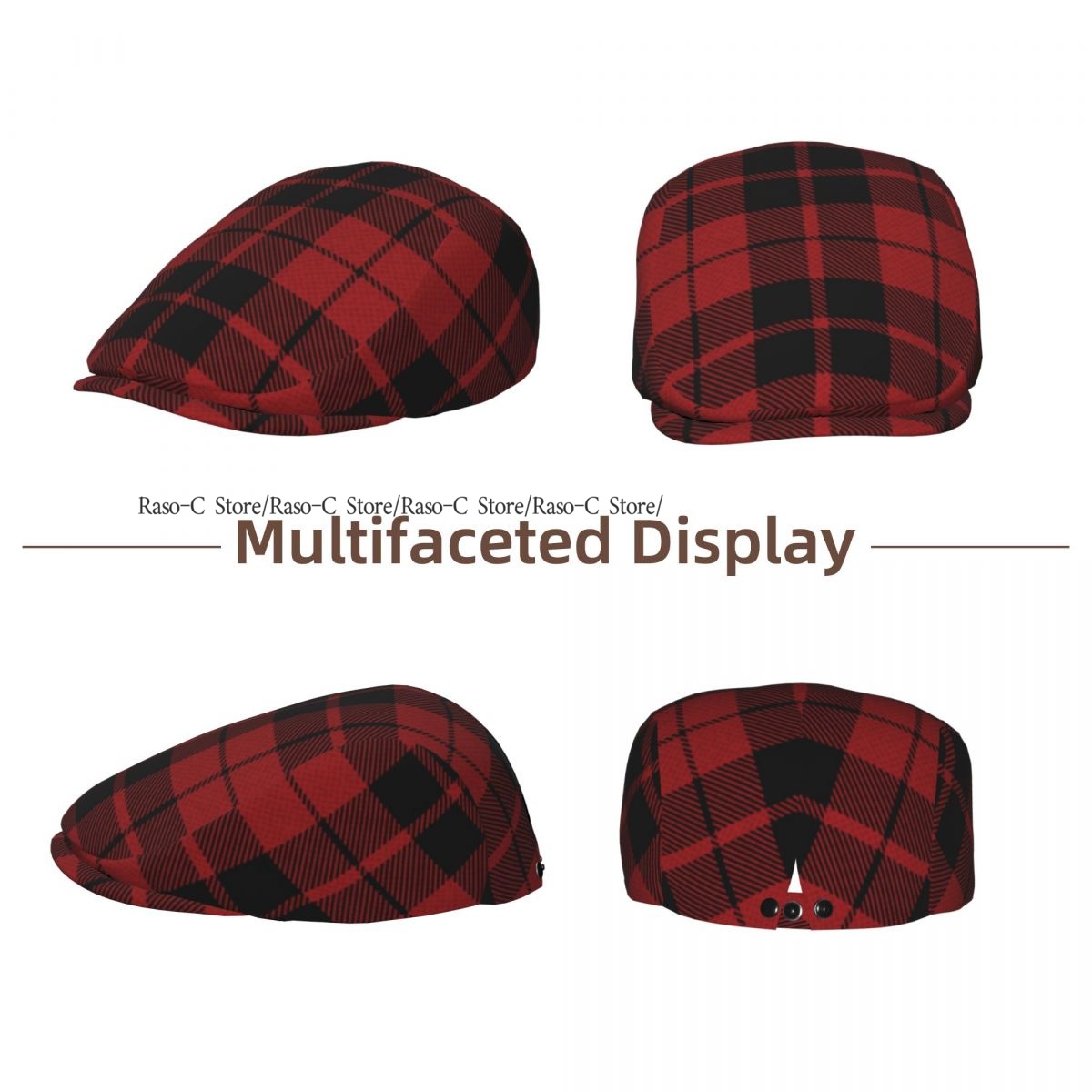 Adult Flat Cap Red Plaid Tarta - Newsboy Cap Ivy ulasan dan harga
