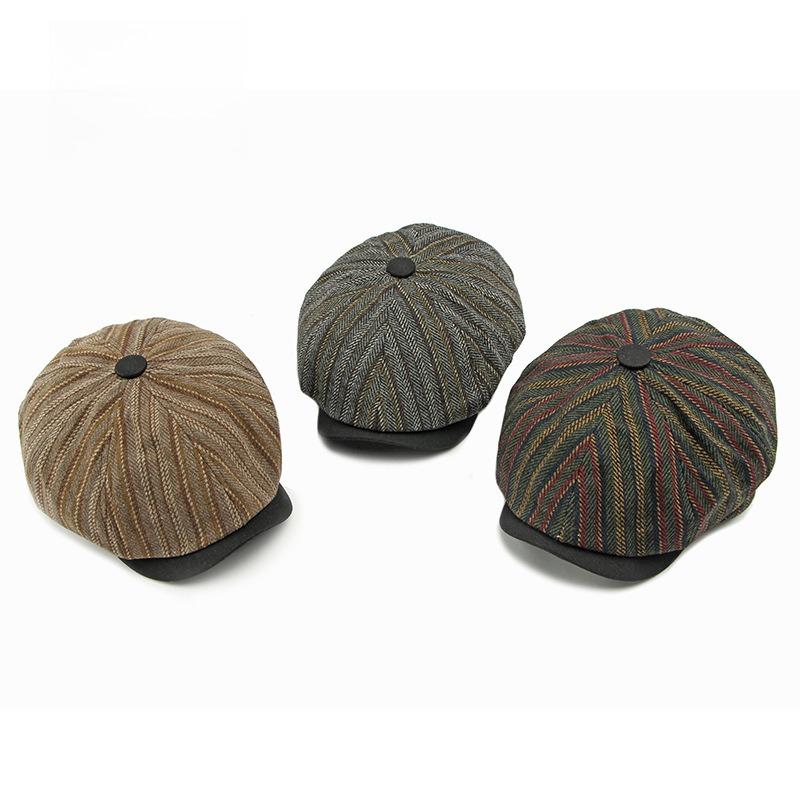 Men Vintage Striped Tweed News - Newsboy Cap Ivy ulasan dan harga