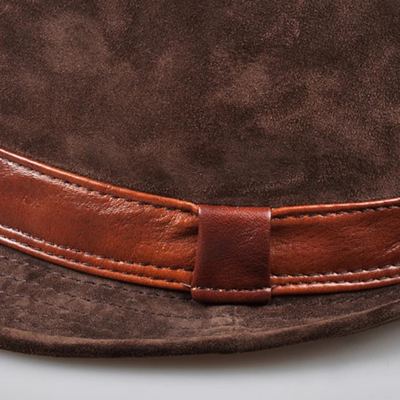 Men Genuine Leather Suede Cow  - Fedora Hat Wool ulasan dan harga