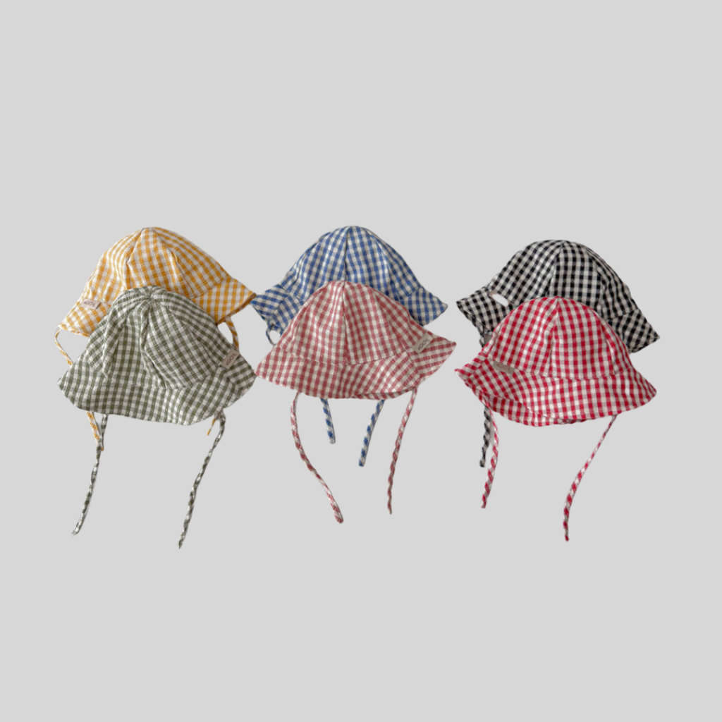 Ins Style Plaid Baby Bucket Ha - Bucket Hat Cotton ulasan dan harga